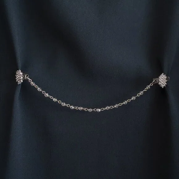 Diamond Collar Clip NEW  Sweater Pin Jacket Dress Cinch Cardigan Blouse Cape - Picture 5 of 6